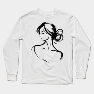 Stick figure woman in black ink Long Sleeve T-Shirt